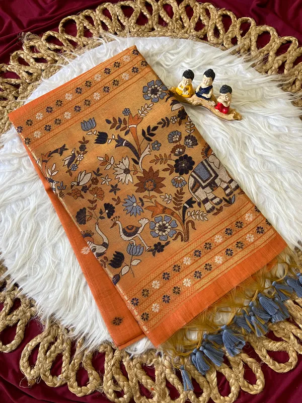 Premium_Soft_Muga_Cotton_Paithani_sarees_with_Beautiful_colourfull_3D_Woven_Elephant_Design_Pallu_With_Attractive_All_Over_Resham_Weaving_Butti_Design_With_Zari_Weaving_Border_And_Resham_Weaving_Butti_Blouse_With_Fancy_Tassels