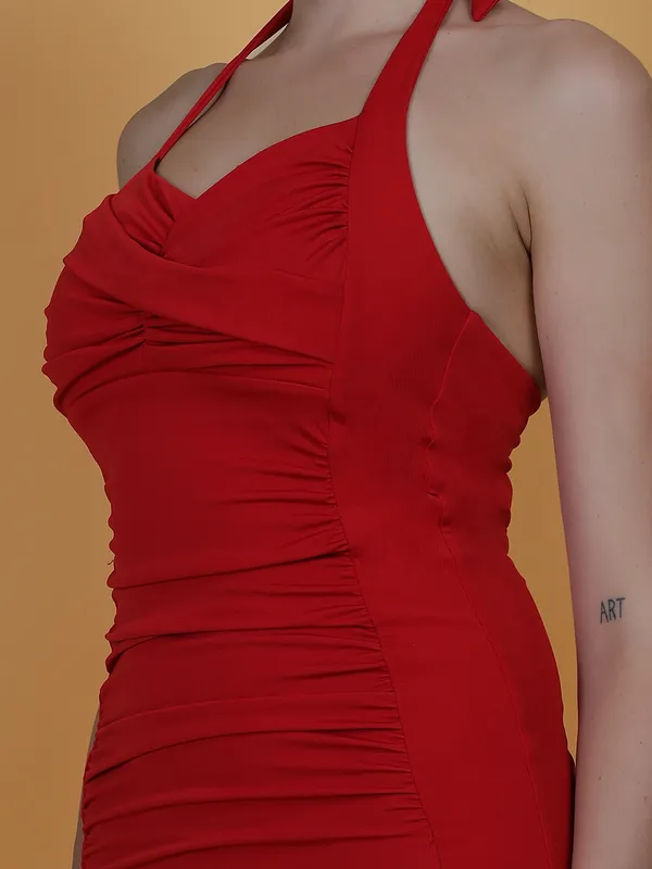 Red_Halter_Neck_Tummy_Control_One_Piece_Vintage_Retro_Romper_Tankini_Swimsuit_For_Women_&_Girls