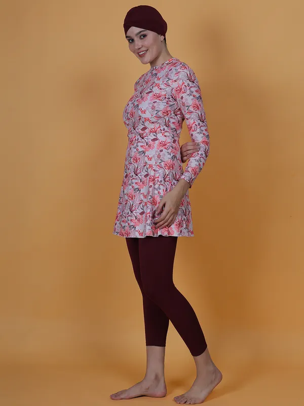 Pink_&_Wine_Printed_Scoop_Neck_Muslim_Full_Coverage_Long_Sleeve_3_Pc_Swimwear_For_Women_&_Girls