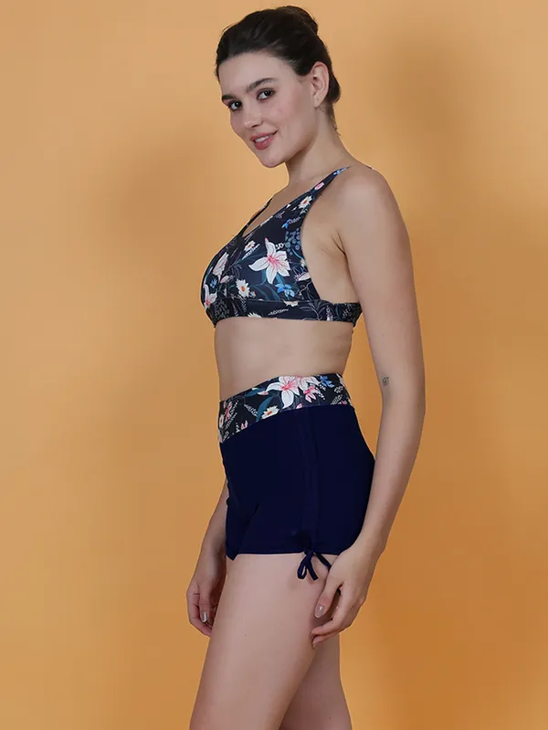 Navy_2_Piece_Swimsuits_With_Tank_Bikini_Top_&_High_Waist_Boyshort_For_Women_&_Girls