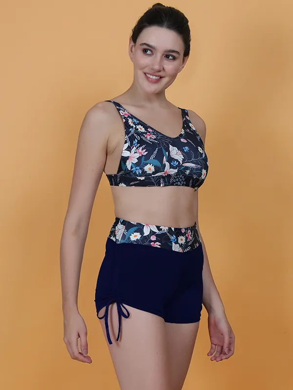 Navy_2_Piece_Swimsuits_With_Tank_Bikini_Top_&_High_Waist_Boyshort_For_Women_&_Girls