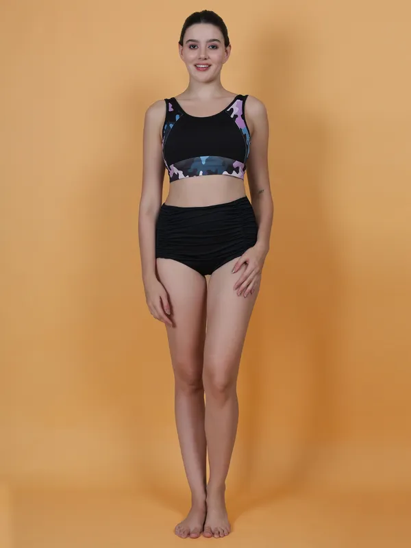 Purple_Camo_&_Black_High_Waisted_Printed_Bra_Bikini_Set_Swimwear_For_Women_&_Girls