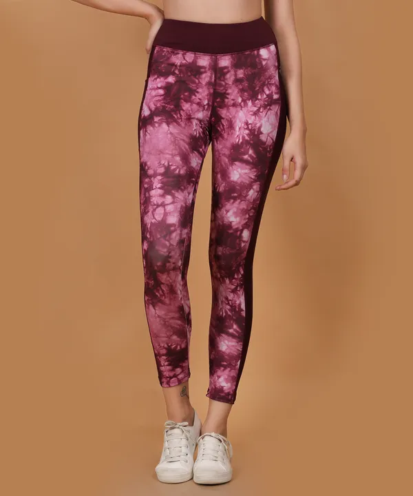 Wine_Dry_Fit_Tie_Dye_Print_Athletics_Workout_Sports_Leggings_Tights_For_Women_&_Girls