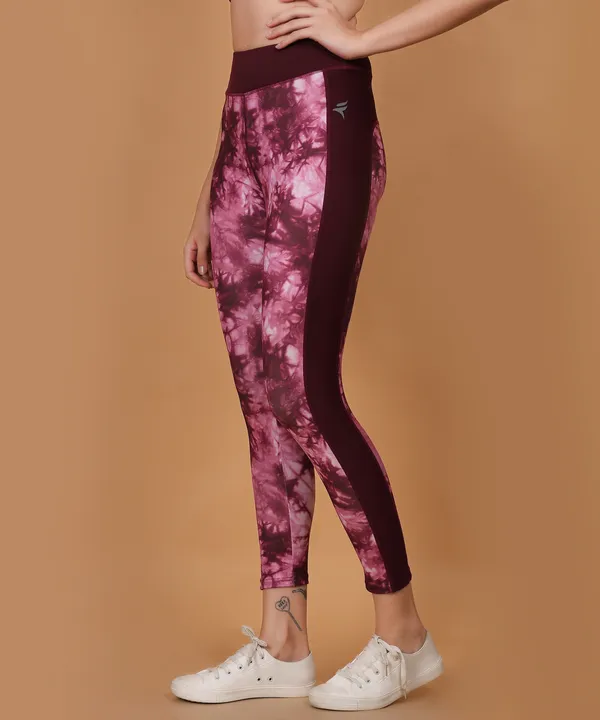 Wine_Dry_Fit_Tie_Dye_Print_Athletics_Workout_Sports_Leggings_Tights_For_Women_&_Girls