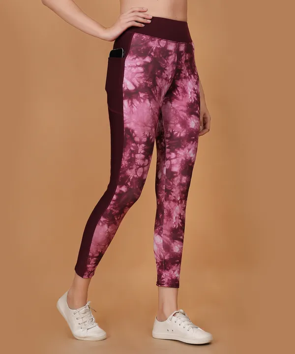 Wine_Dry_Fit_Tie_Dye_Print_Athletics_Workout_Sports_Leggings_Tights_For_Women_&_Girls