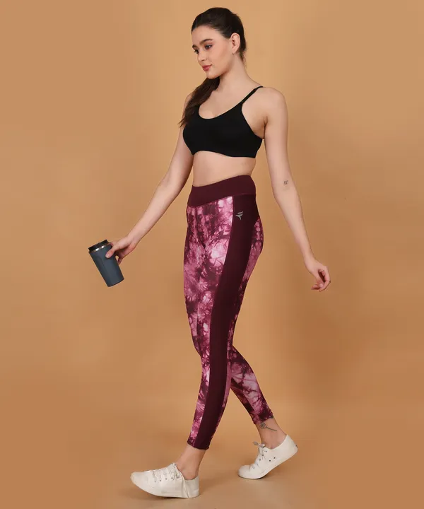 Wine_Dry_Fit_Tie_Dye_Print_Athletics_Workout_Sports_Leggings_Tights_For_Women_&_Girls