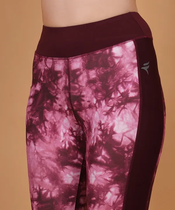 Wine_Dry_Fit_Tie_Dye_Print_Athletics_Workout_Sports_Leggings_Tights_For_Women_&_Girls