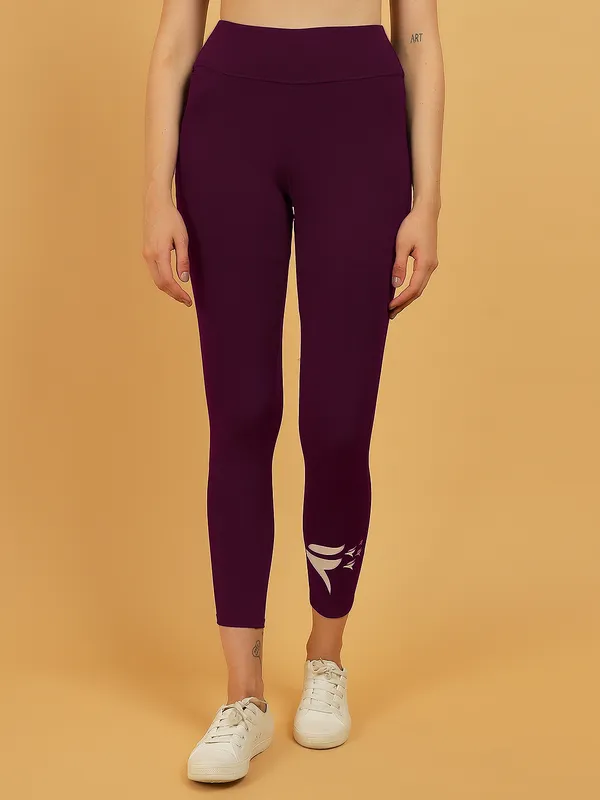 Wine_Dry_Fit_Solid_Athletics_Workout_Sports_Leggings_Tights_For_Women_&_Girls