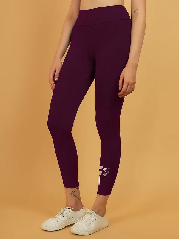 Wine_Dry_Fit_Solid_Athletics_Workout_Sports_Leggings_Tights_For_Women_&_Girls