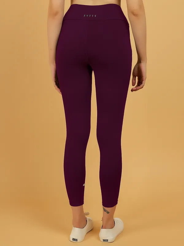 Wine_Dry_Fit_Solid_Athletics_Workout_Sports_Leggings_Tights_For_Women_&_Girls