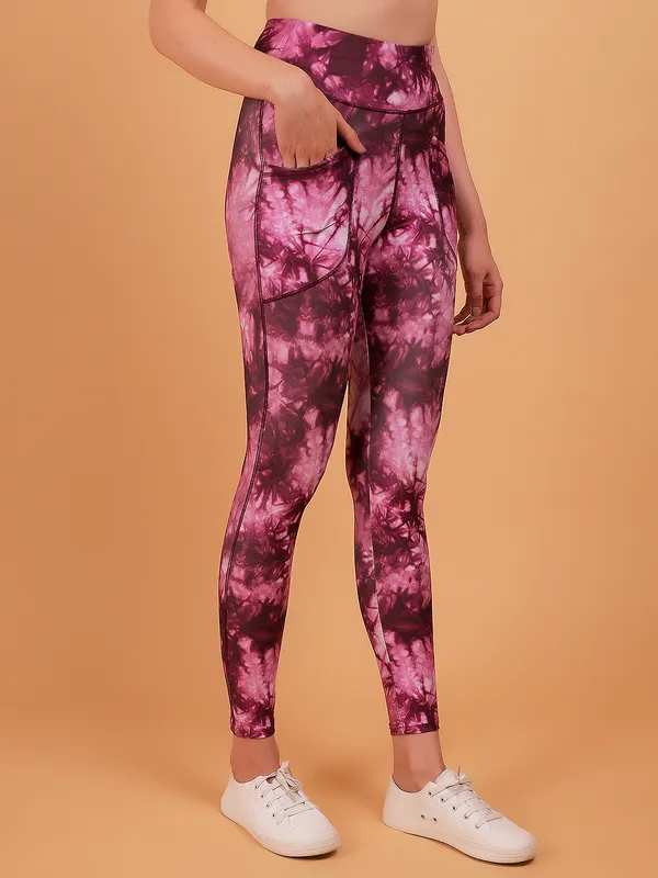Wine_Dry_Fit_Camo_Printed_Athletics_Gym_Workout_Sports_Leggings_Tights_For_Women_&_Girls