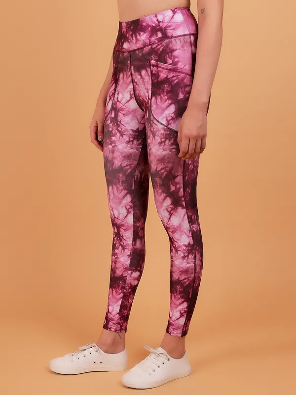 Wine_Dry_Fit_Camo_Printed_Athletics_Gym_Workout_Sports_Leggings_Tights_For_Women_&_Girls