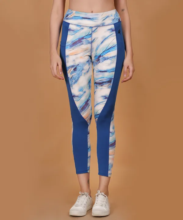 Royal_Blue_Dry_Fit_Side_Patch_Print_Athletics_Workout_Sports_Leggings_Tights_For_Women_&_Girls