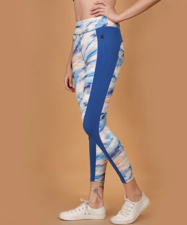 Royal_Blue_Dry_Fit_Side_Patch_Print_Athletics_Workout_Sports_Leggings_Tights_For_Women_&_Girls