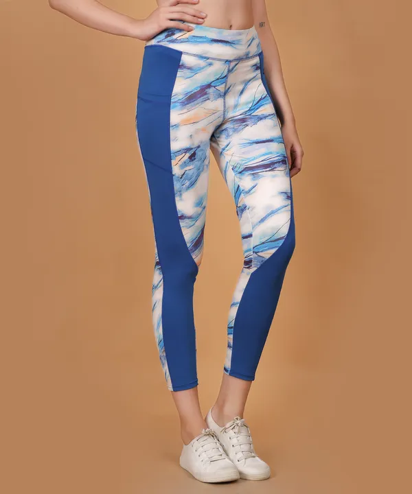 Royal_Blue_Dry_Fit_Side_Patch_Print_Athletics_Workout_Sports_Leggings_Tights_For_Women_&_Girls