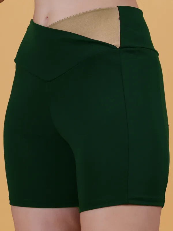 Bottle_Green_&_Beige_Dry_Fit_High_Waist_Fitness_Athletic_Workout_Running_Yoga_Shorts_With_Deep_Pocket_For_Women_&_Girls
