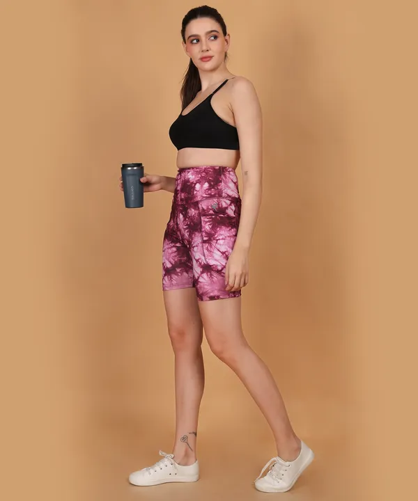 Wine_Dry_Fit_High_Waist_Fitness_Athletic_Workout_Running_Yoga_Shorts_With_Deep_Pocket_For_Women_&_Girls