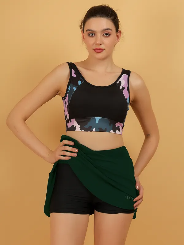 Bottle_Green_High_Waisted_Bikini_Tankini_Bottom_Athletic_Swim_Skort_For_Women_&_Girls