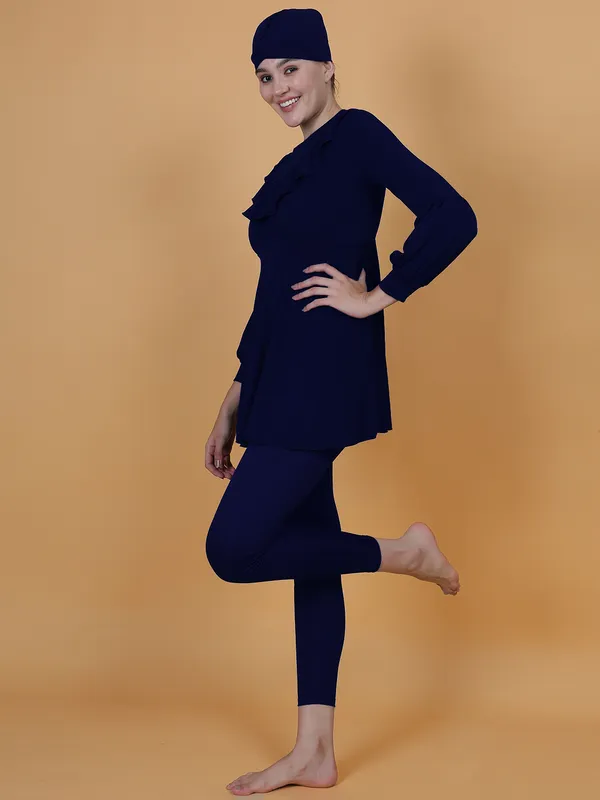 Navy_Ruffle_Hem_Full_Coverage_Long_Sleeve_3_Pc_Swimwear_For_Women_&_Girls