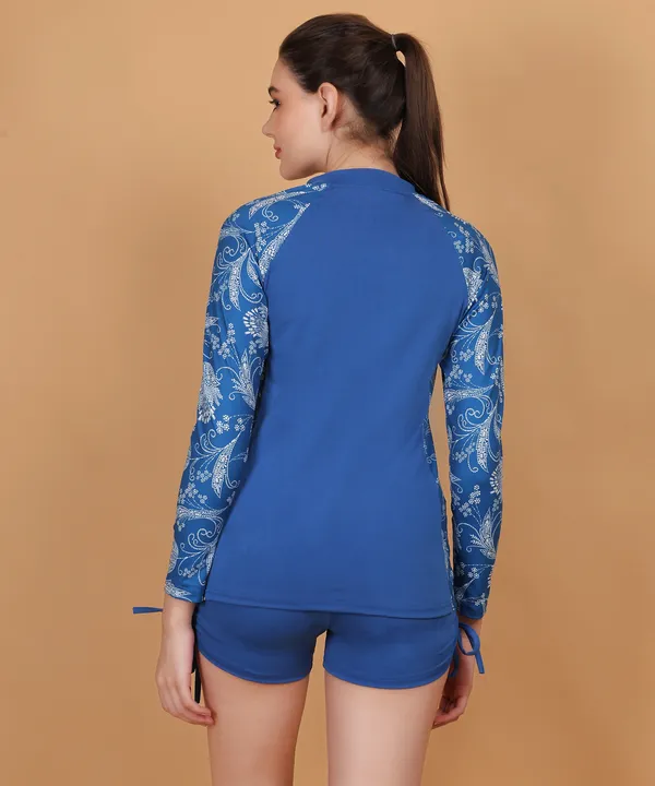 Royal_Blue_3_Piece_Zipper_Rash_Guard_T-Shirt_Swimsuits_With_Tank_Bikini_Top_&_High_Waist_Boyshort_For_Women_&_Girls