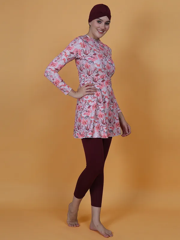 Pink_&_Wine_Printed_Scoop_Neck_Muslim_Full_Coverage_Long_Sleeve_3_Pc_Swimwear_For_Women_&_Girls