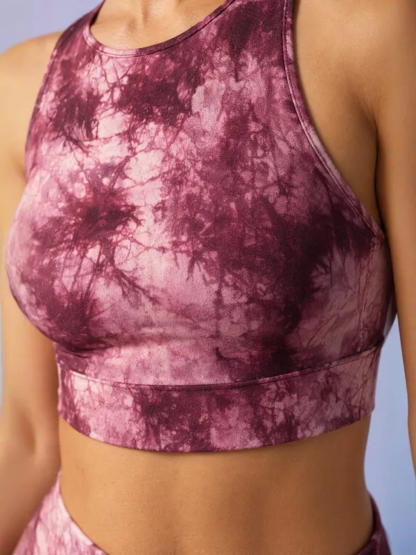 FYTTE_Dry_Fit_Athleisure_Padded_Crop_Top_Full_Coverage_Sweat_Wicking_Longline_Active_Energy_Sports_Bra_WineTieDye