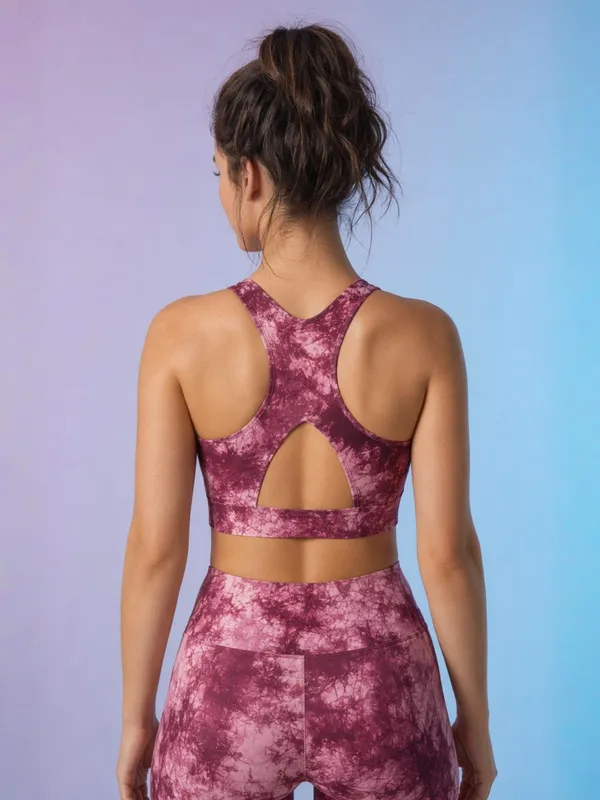 FYTTE_Dry_Fit_Athleisure_Padded_Crop_Top_Full_Coverage_Sweat_Wicking_Longline_Active_Energy_Sports_Bra_WineTieDye