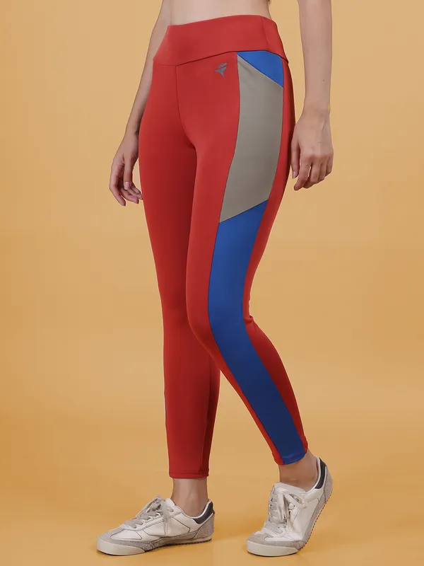 Rust_Royal_Blue_&_Cement_Dry_Fit_Bold_Color_Stripe_Athletics_Workout_Sports_Leggings_Tights_For_Women_&_Girls