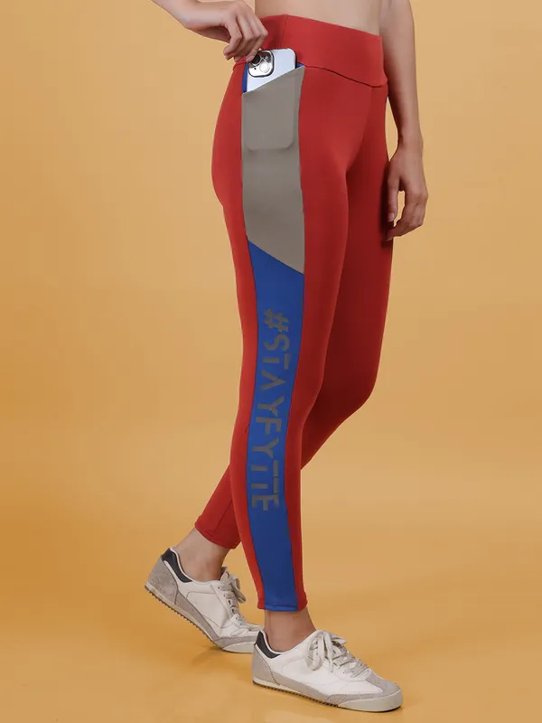 Rust_Royal_Blue_&_Cement_Dry_Fit_Bold_Color_Stripe_Athletics_Workout_Sports_Leggings_Tights_For_Women_&_Girls