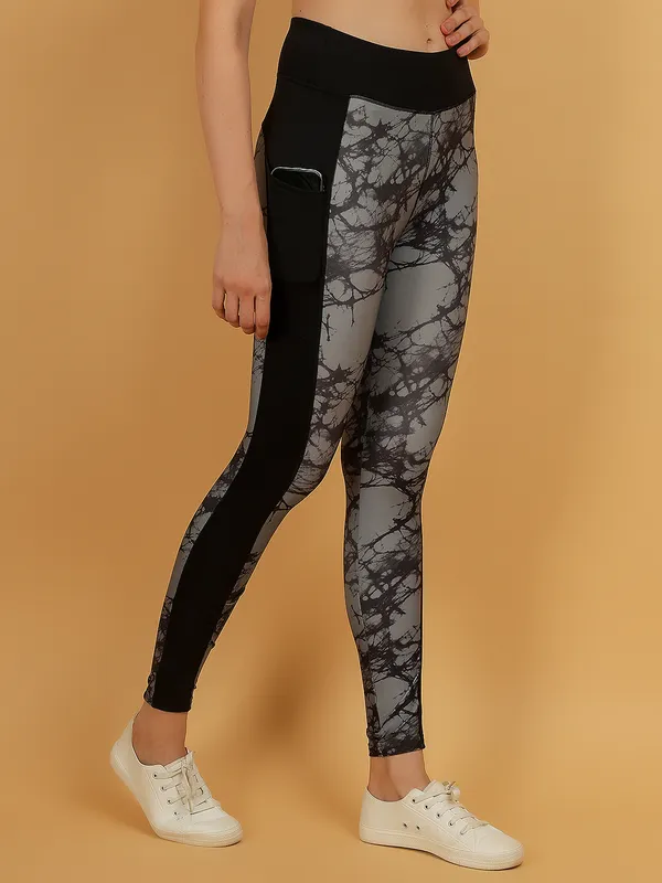 Grey_&_Black_Dry_Fit_Tie_Dye_Print_Athletics_Workout_Sports_Leggings_Tights_For_Women_&_Girls