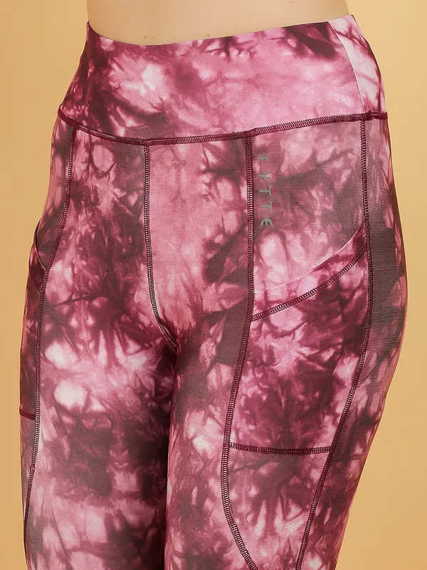 Wine_Dry_Fit_Tie_Dye_Print_Athletics_Workout_Sports_Leggings_Tights_For_Women_&_Girls