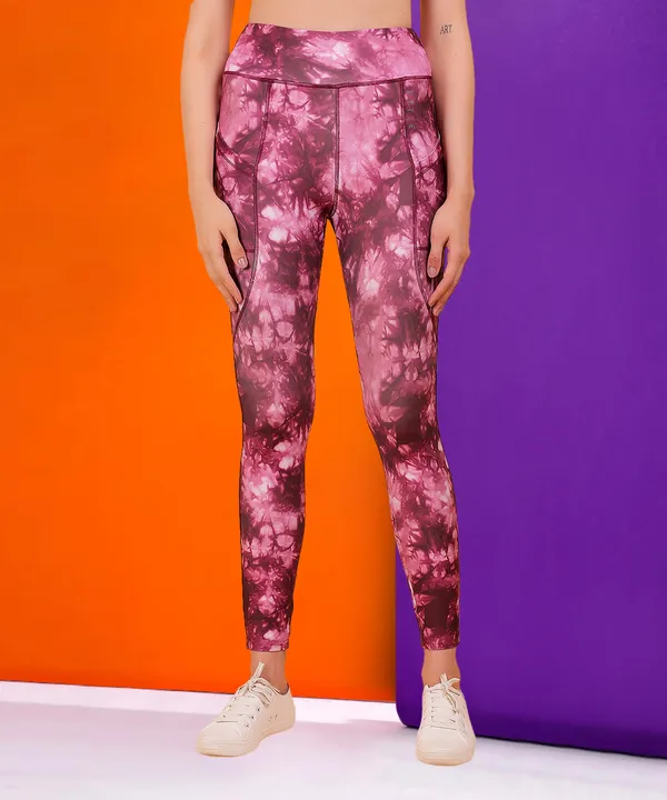 Wine_Dry_Fit_Tie_Dye_Print_Athletics_Workout_Sports_Leggings_Tights_For_Women_&_Girls