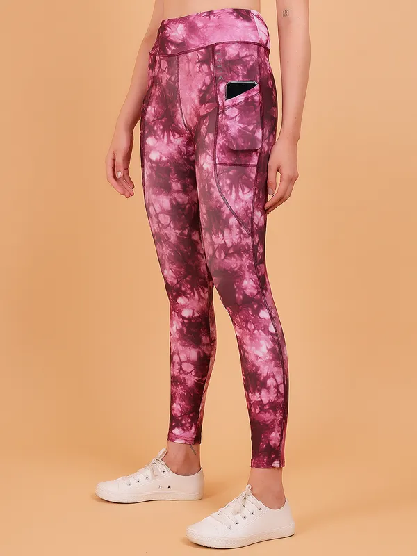 Wine_Dry_Fit_Tie_Dye_Print_Athletics_Workout_Sports_Leggings_Tights_For_Women_&_Girls
