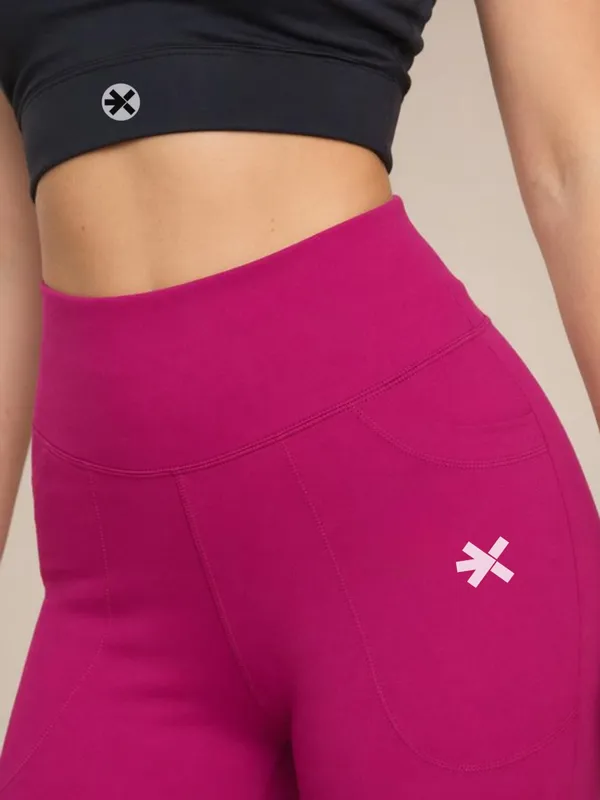 FYTTE_Solid_Activewear_Workout_Yoga_Gym_Tights_&_Crop_Top_Sports_Bra_Set_Fitness_Yoga_Co-ords_Sets_BlackMagenta