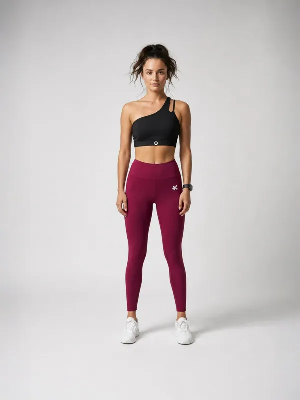 FYTTE_Solid_Activewear_Workout_Yoga_Gym_Tights_&_Crop_Top_Sports_Bra_Set_Fitness_Yoga_Co-ords_Sets_BlackWine