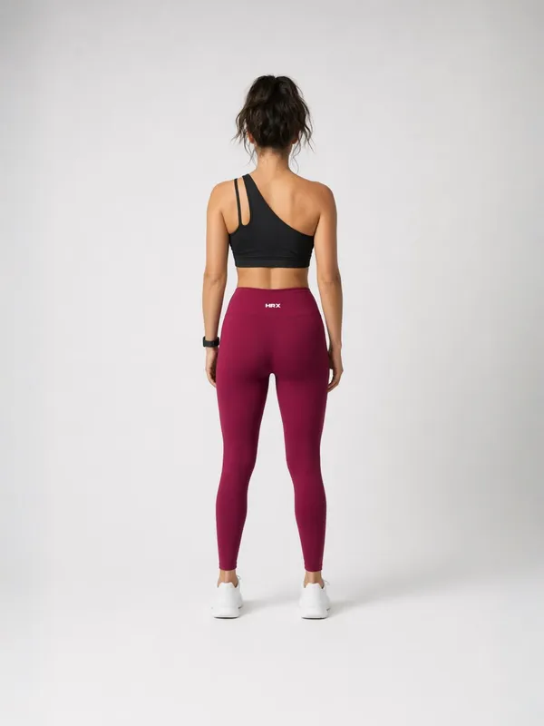 FYTTE_Solid_Activewear_Workout_Yoga_Gym_Tights_&_Crop_Top_Sports_Bra_Set_Fitness_Yoga_Co-ords_Sets_BlackWine