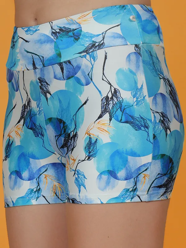 Blue_&_White_T-Shirt_With_Boyshorts_Bottoms_Bathing_Suits_For_Women_&_Girls
