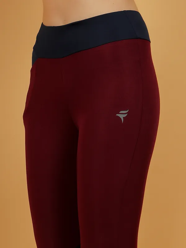 Wine_&_Navy_Dry_Fit_Color_Block_Athletics_Gym_Workout_Sports_Leggings_Tights_For_Women_&_Girls
