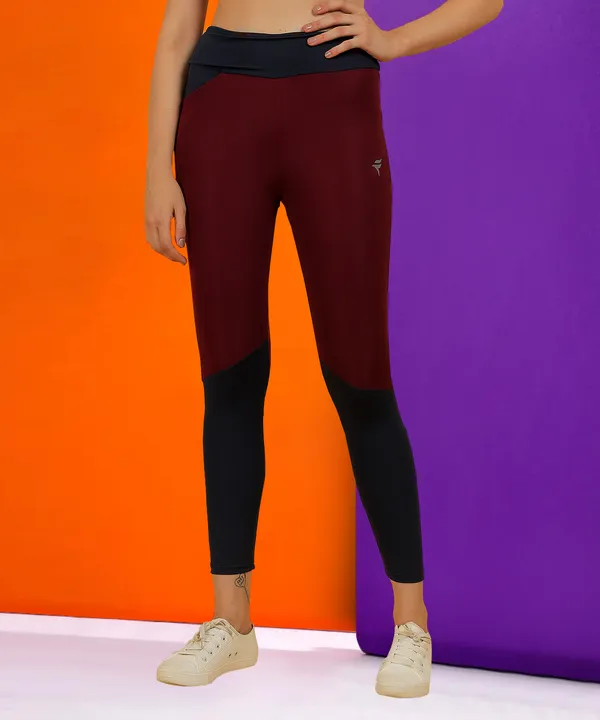 Wine_&_Navy_Dry_Fit_Color_Block_Athletics_Gym_Workout_Sports_Leggings_Tights_For_Women_&_Girls