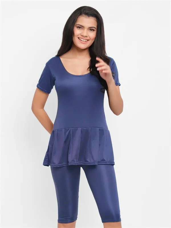 Navy_Blue_Knee_Length_Frock_Style_Padded_One_Piece_Swimwear_For_Women_&_Girls