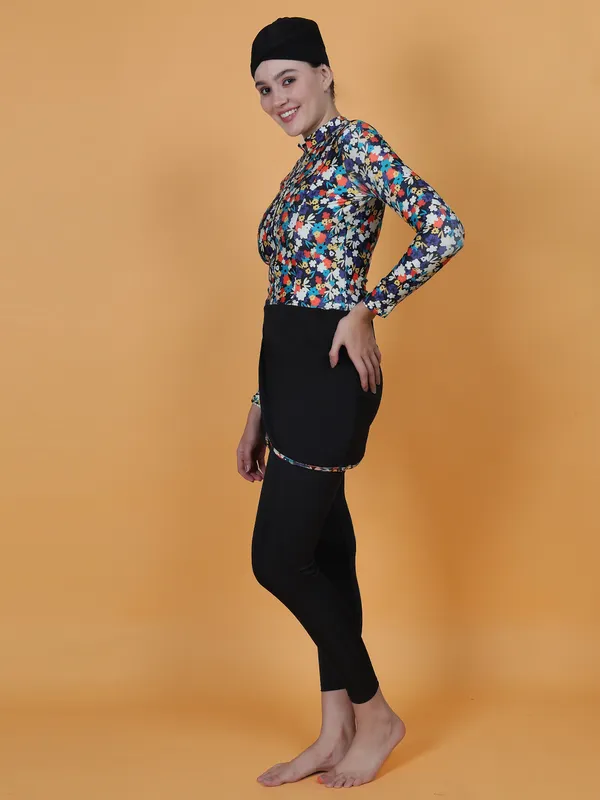 Black_Printed_Muslim_Full_Coverage_Long_Sleeve_3_Pc_Swimwear_For_Women_&_Girls
