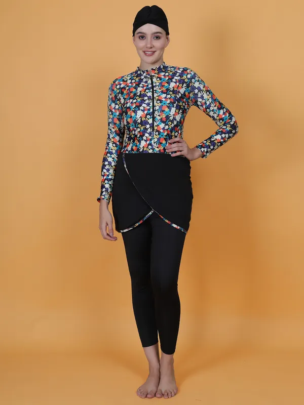 Black_Printed_Muslim_Full_Coverage_Long_Sleeve_3_Pc_Swimwear_For_Women_&_Girls