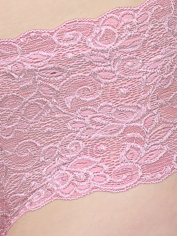 Pink_Nylon_Lace_Knicker_Boyshort_Panty_For_Women