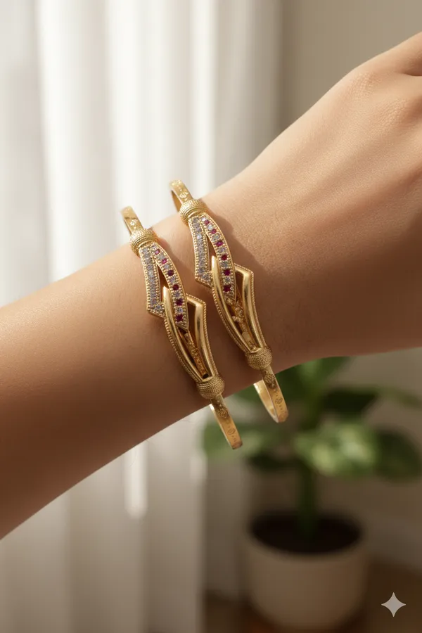 Micro_Gold_Plated_And_Diamond_Studded_Fancy_Adjustable_Kadli_Combo_–_2_Pairs_For_Women