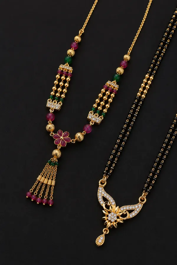 Elegant_Dual_Mangalsutra_Combo_Set_with_Floral_Tassel_&_Diamond_Pendant_Design