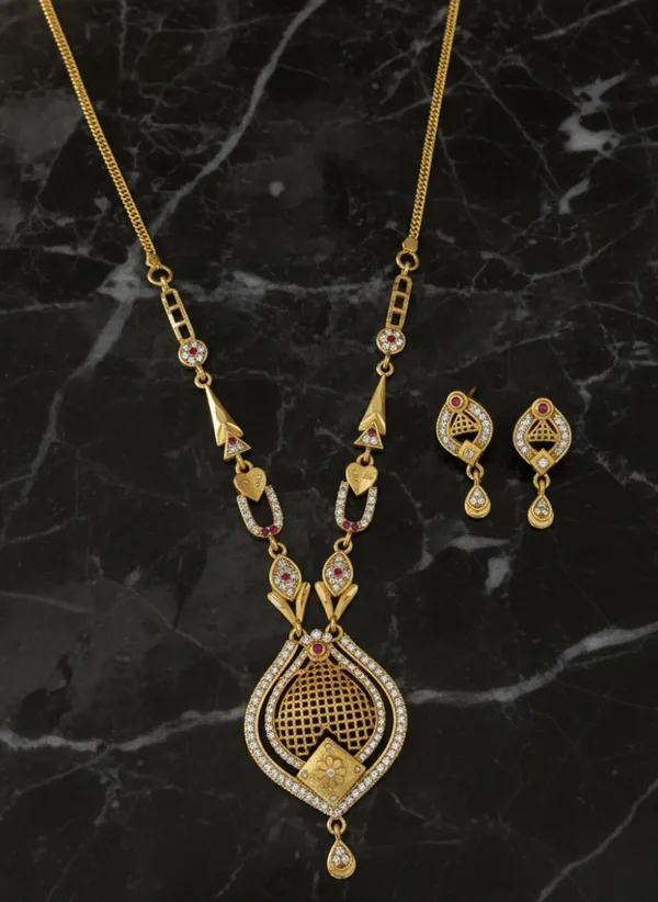 Micro_Gold_Plated_And_Diamond_Studded_Fancy_18_Inches_Forming_Necklace_With_Earrings_For_Women
