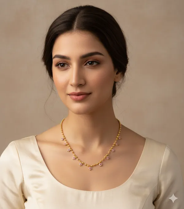 High_Gold_Plated_And_Diamond_Studded_Daily_Wear_18_inches__Flower_Chain
