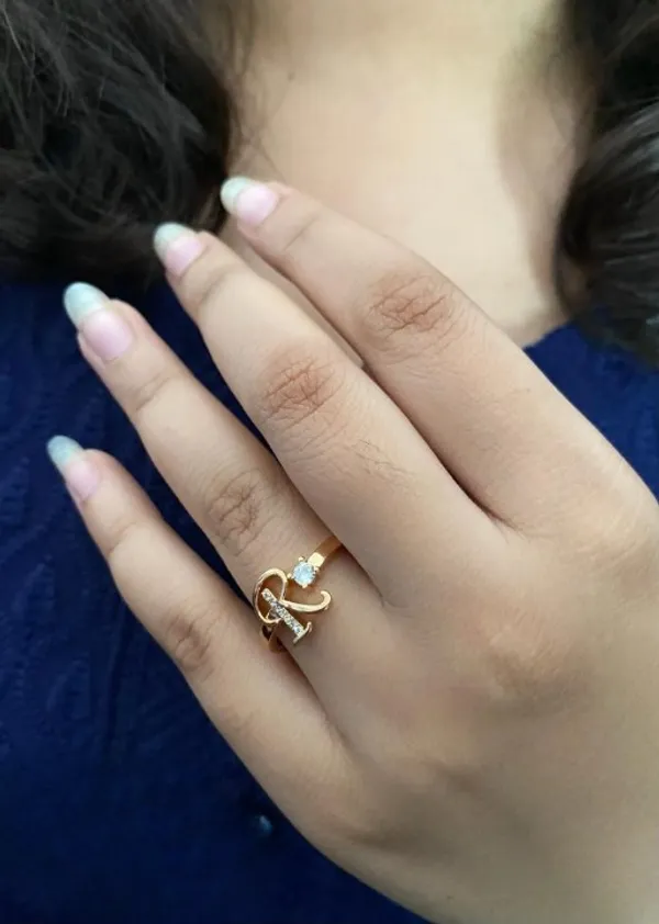 R Letter Gold Ring Alphabet Engagement Ring Buy Letter R 14KT