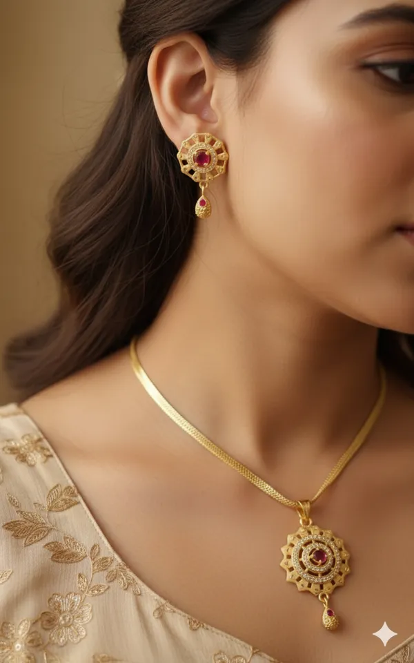 micro_gold_plated_ad_diamond_studed_fancy_flower_design_pendent_with_chain_and_ring