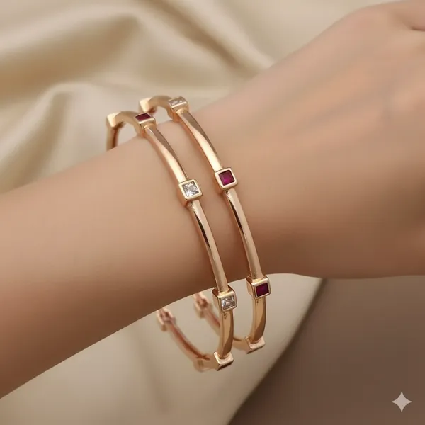 Rose_Gold_Plated_Ruby_&_And_Diamond_Square_Studded_Bangles_–_Set_Of_2